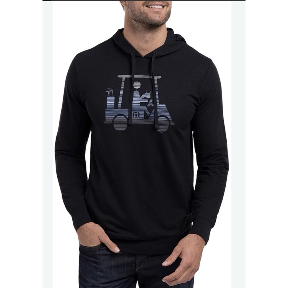 TravisMathew Men's Social Jet Lag Black Golf Hoodie Size Small Lightweight